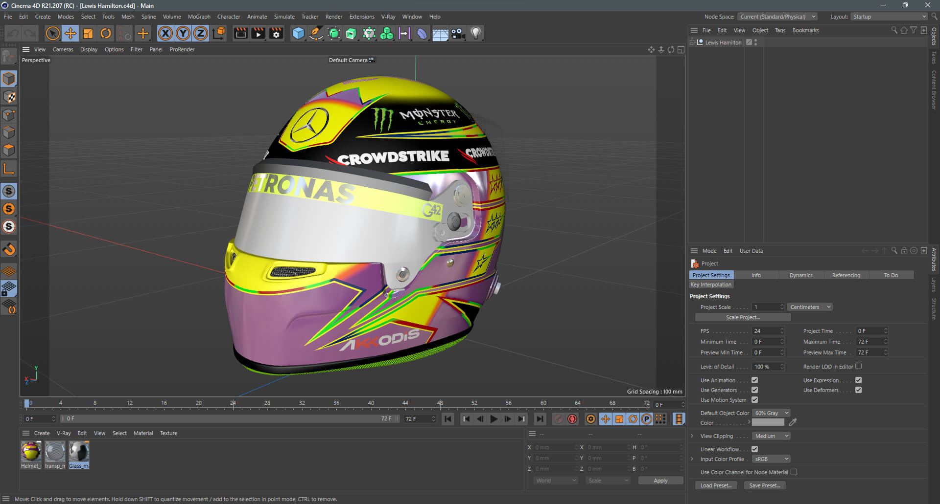 F1 Lewis Hamilton Helmet 2023 - 3D Model by Cactus3D