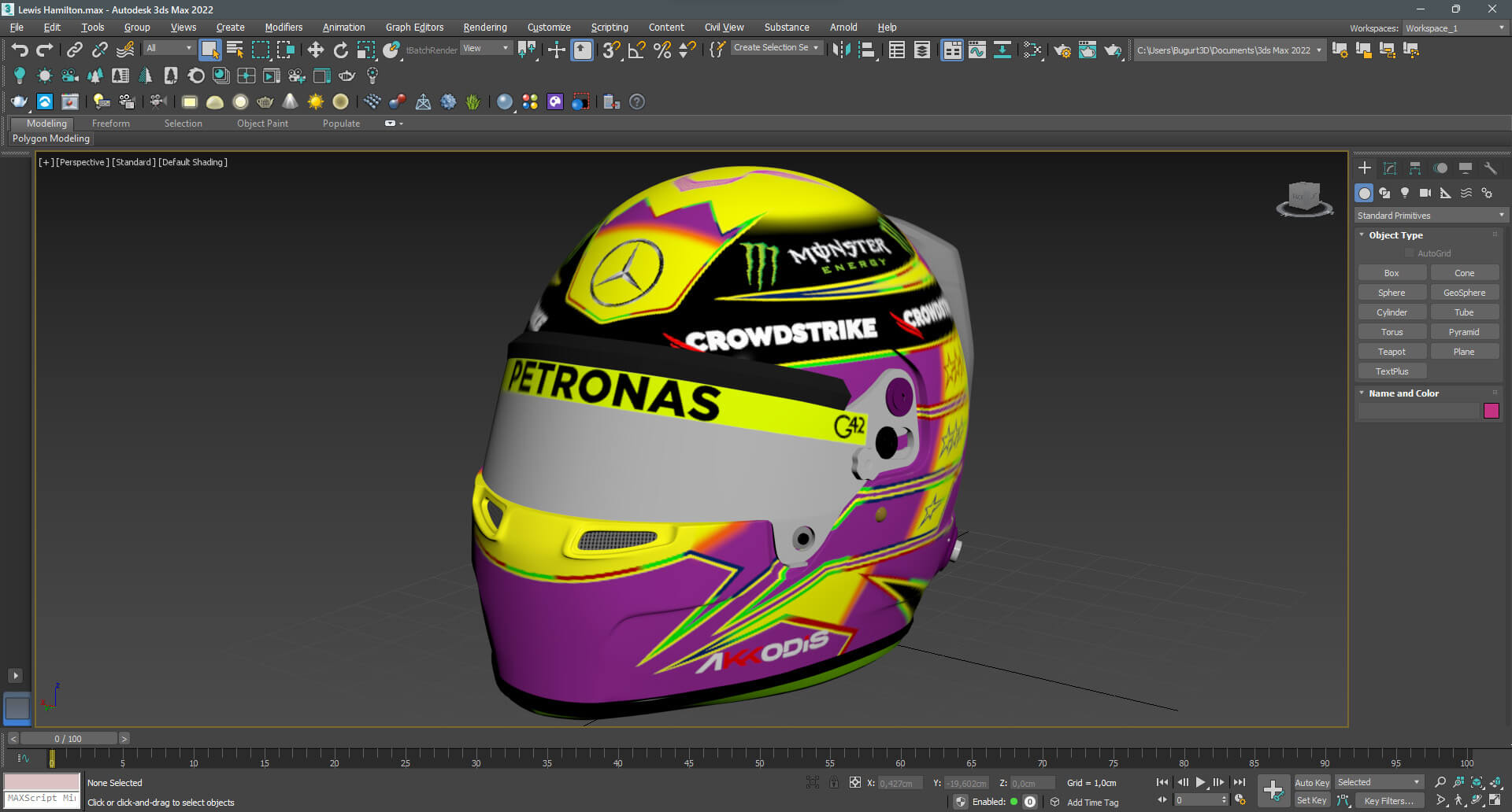 F1 Lewis Hamilton Helmet 2023 - 3D Model by Cactus3D