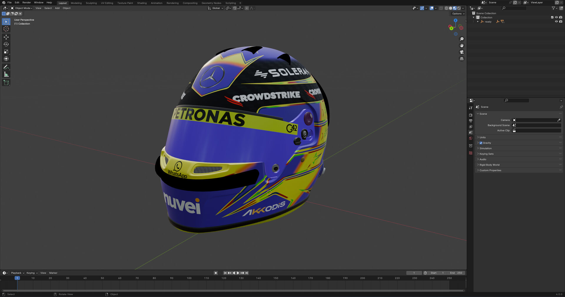 F1 Lewis Hamilton Helmet 2024 - 3D Model by Cactus3D