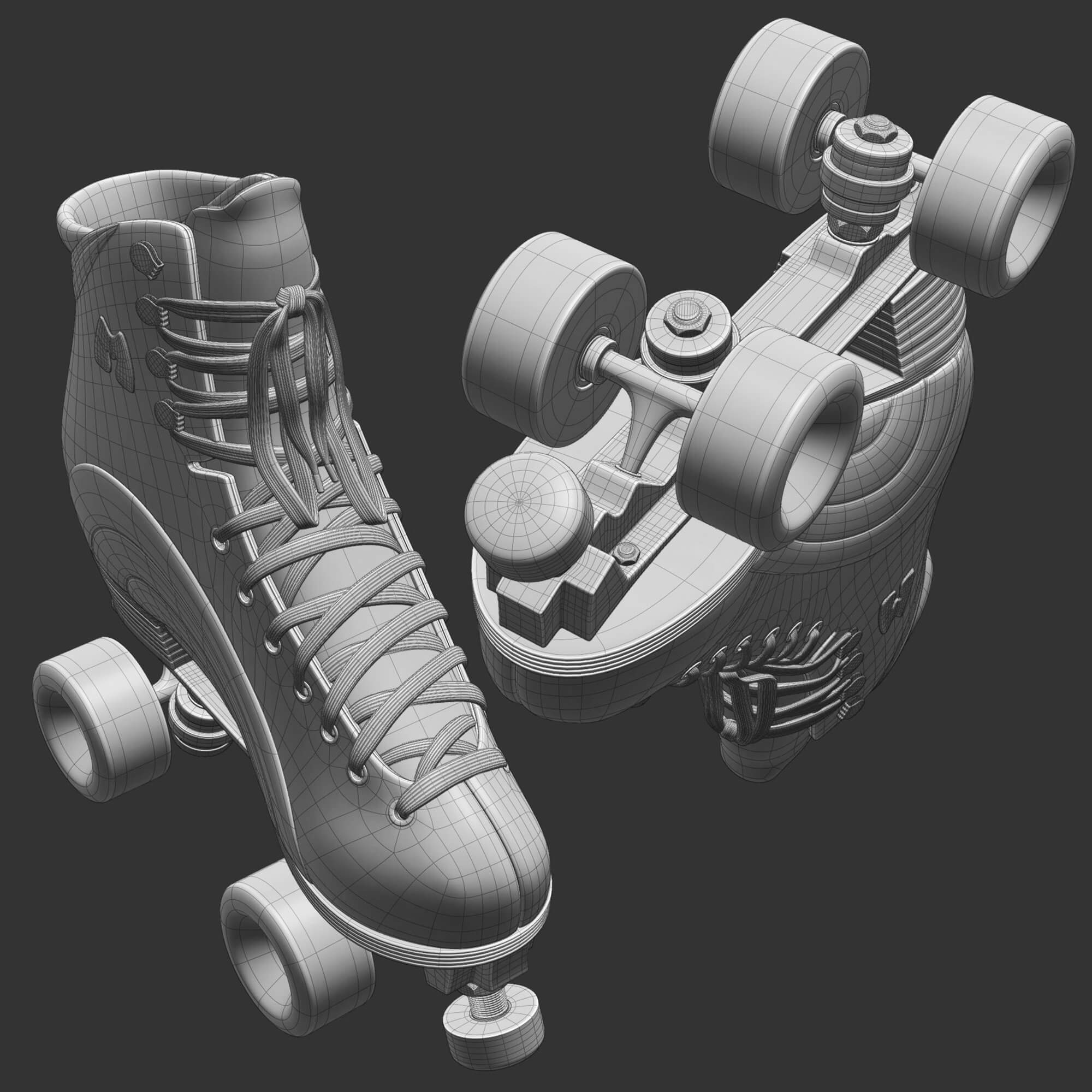 Moxi Rainbow Rider Roller Skates Monochrome 3D Model by cagatay_cetin
