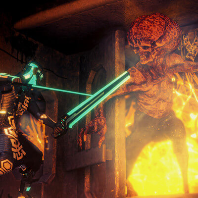 Warrior Vs Damon 3D-Rendering