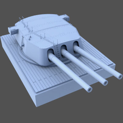 406mm Mark I Triple Turret - Commercial License - 1-72 Scale