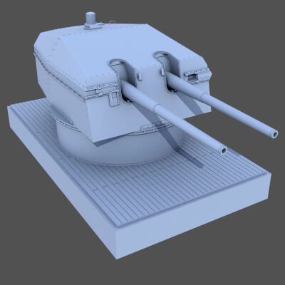 Bismarck 15cm Turret 01 - Commercial License - 1-72 Scale
