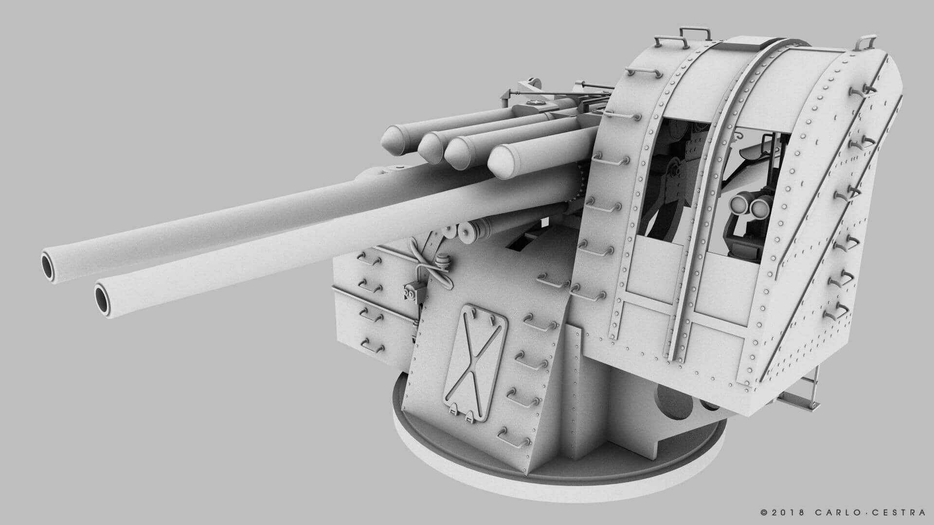 Japanese Type 89 AA gun - 3D Model by Carlo Cestra