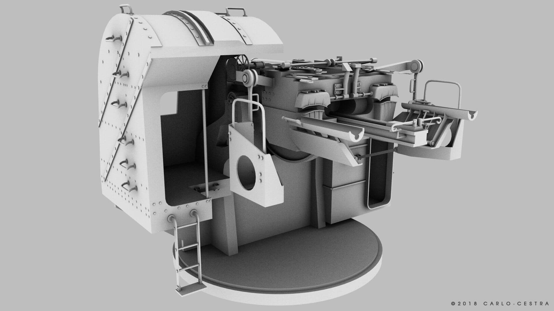 Japanese Type 89 AA gun - 3D Model by Carlo Cestra
