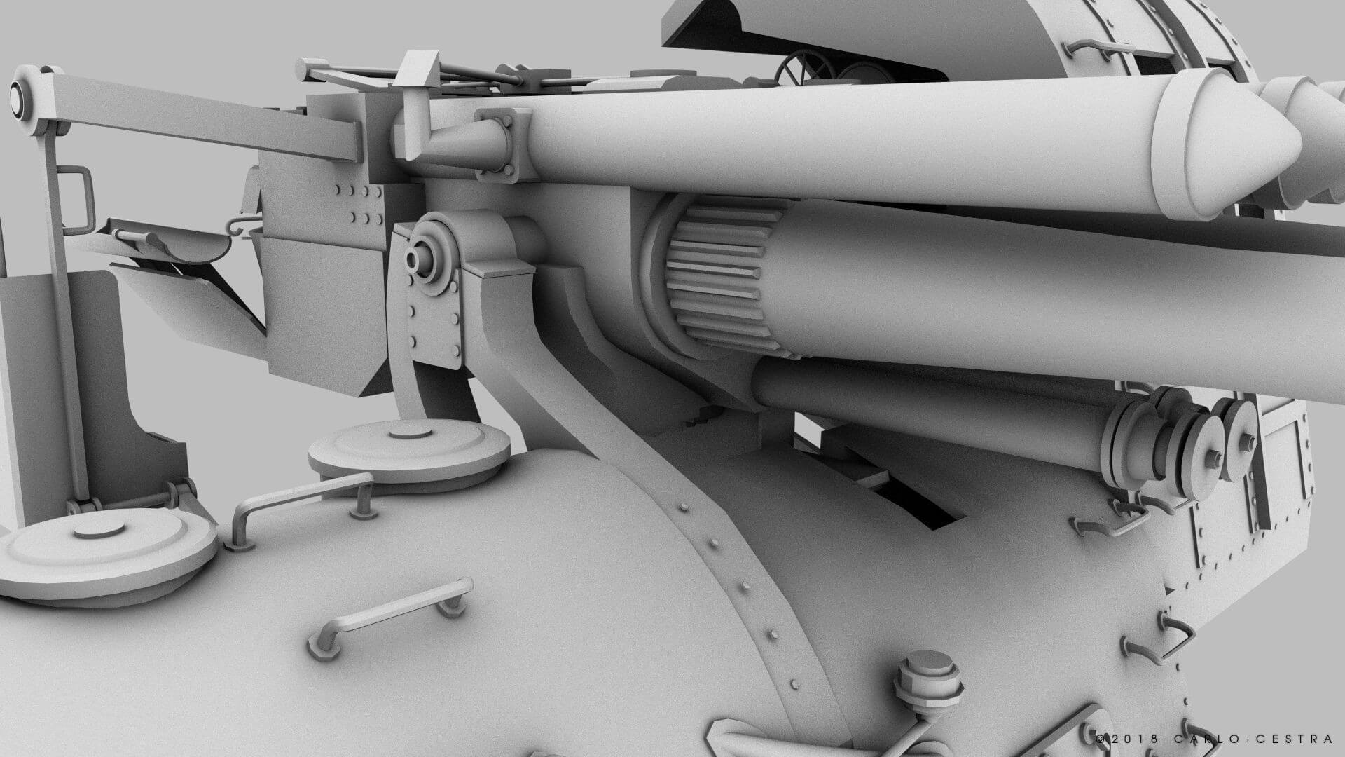 Japanese Type 89 AA gun - 3D Model by Carlo Cestra