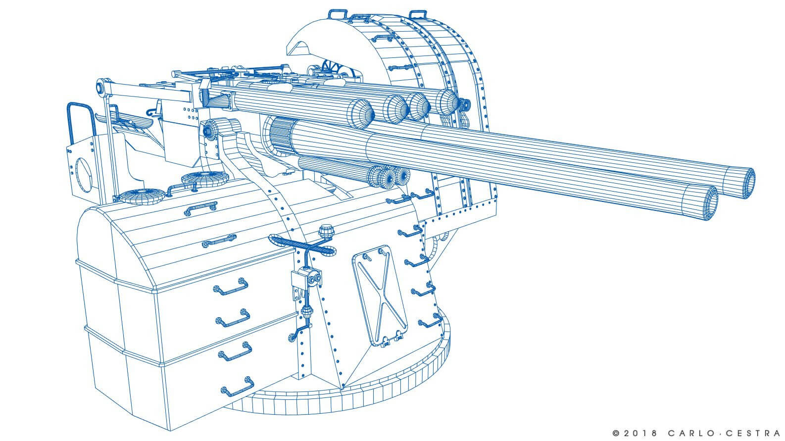 Japanese Type 89 AA gun - 3D Model by Carlo Cestra