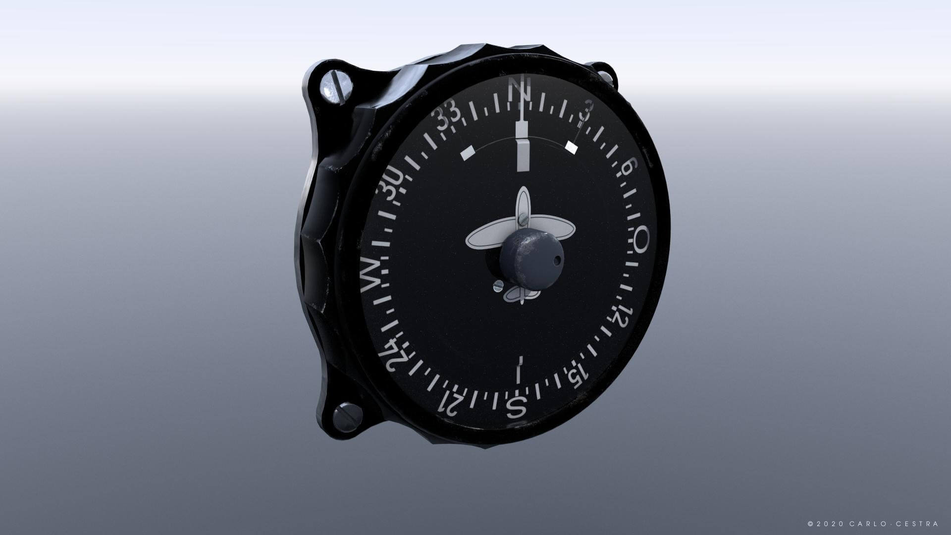 Luftwaffe Repeater Compass Gauge - 3D Model by Carlo Cestra