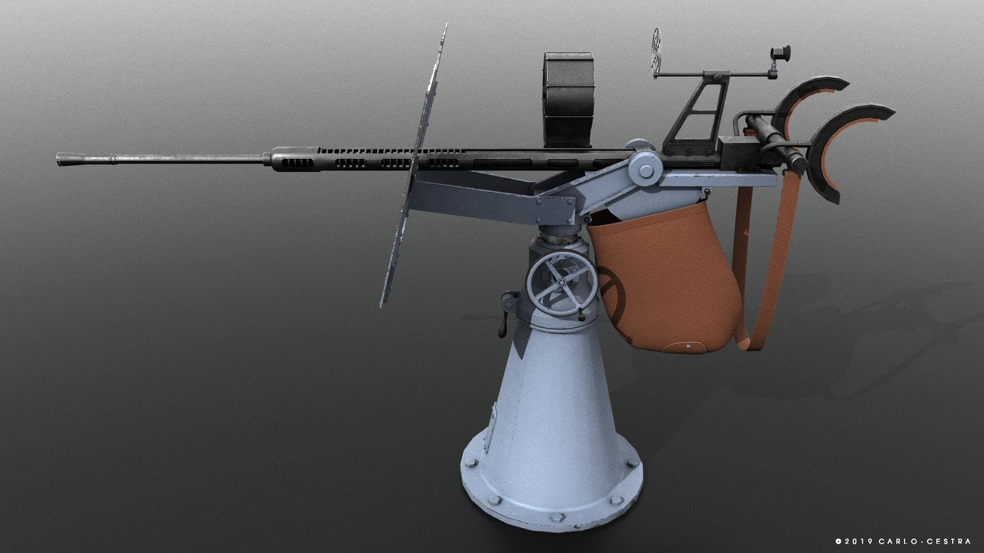 Oerlikon 20mm Anti-aircraft Gun Free 3D Model by Carlo Cestra