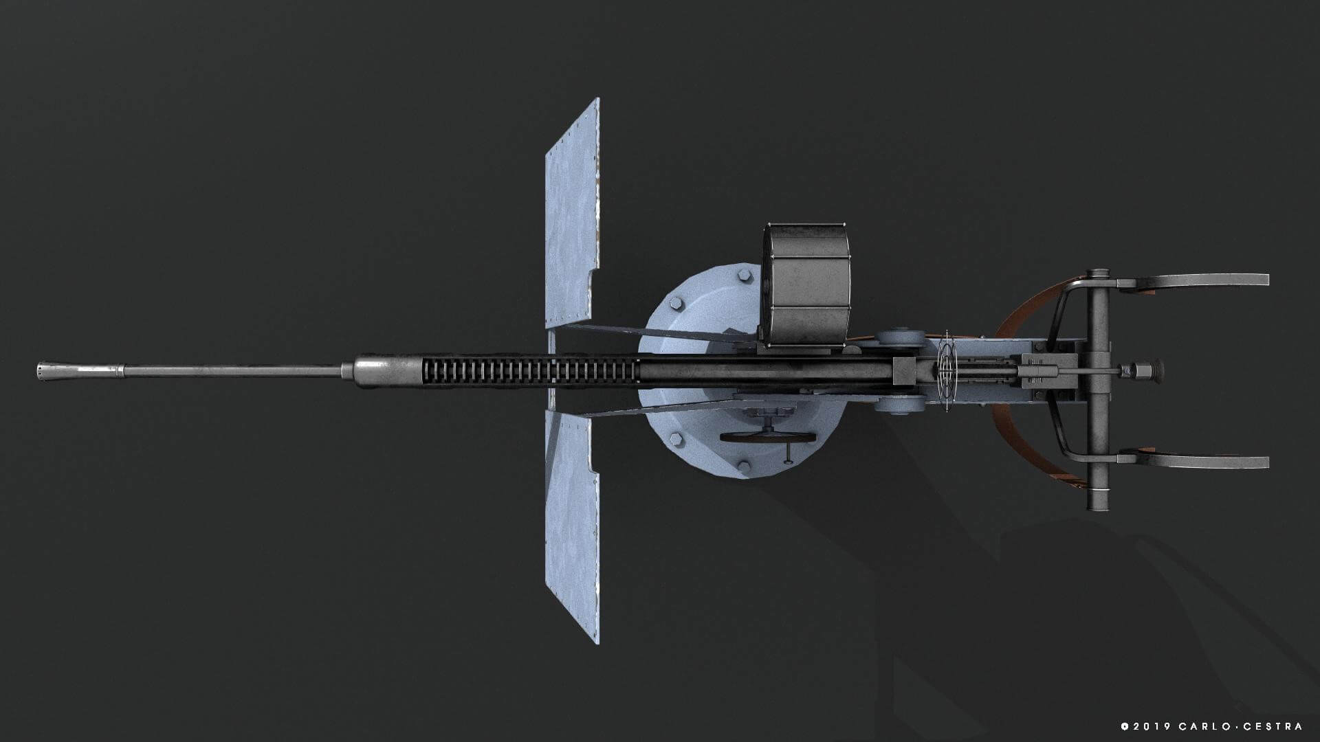 Oerlikon 20mm Anti-aircraft Gun Free 3D Model by Carlo Cestra