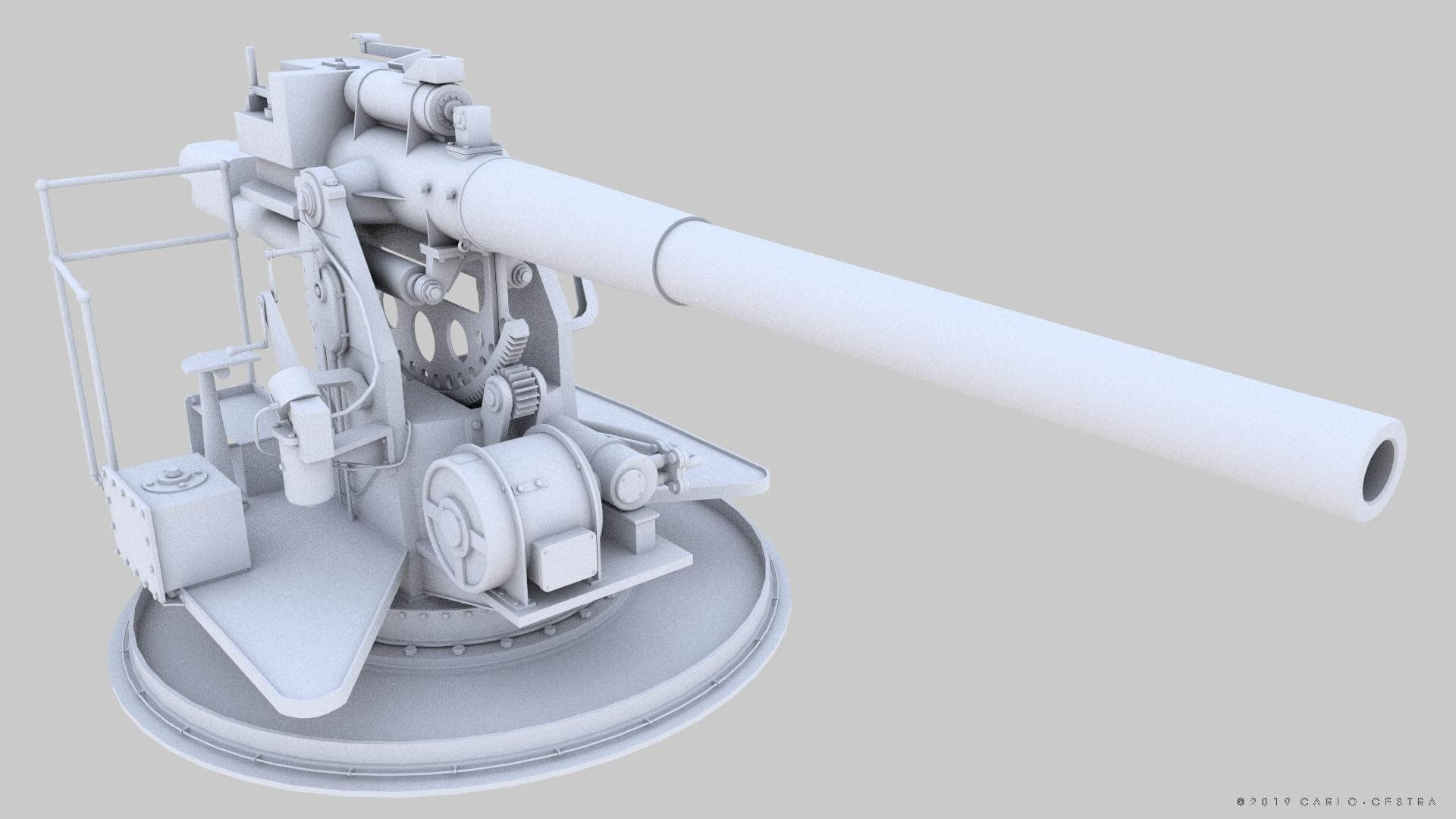 QF 120mm Mk VIII Naval Gun 3D Model by Carlo Cestra