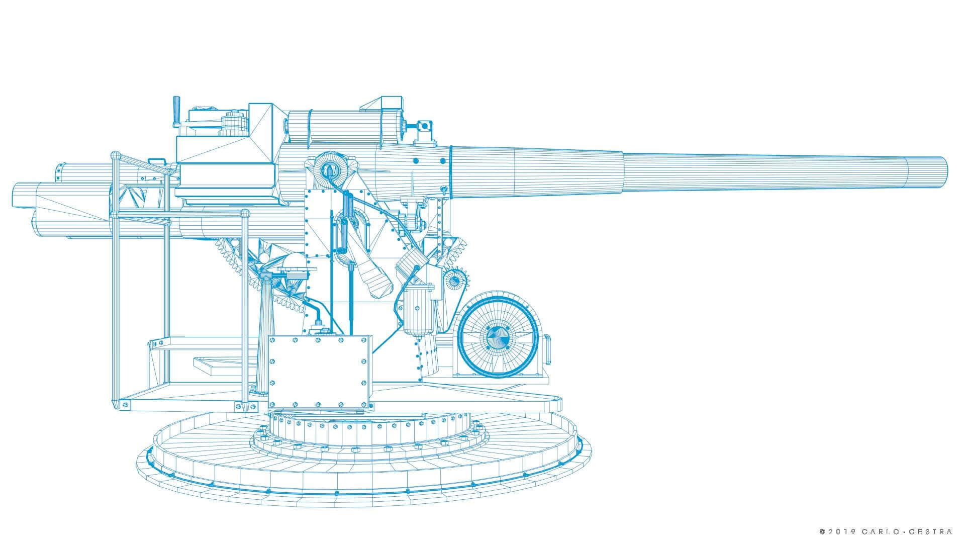 QF 120mm Mk VIII Naval Gun 3D Model by Carlo Cestra