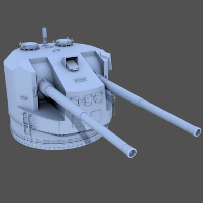 QF 5-25-Inch Mk I DP Turret 1-100 Scale