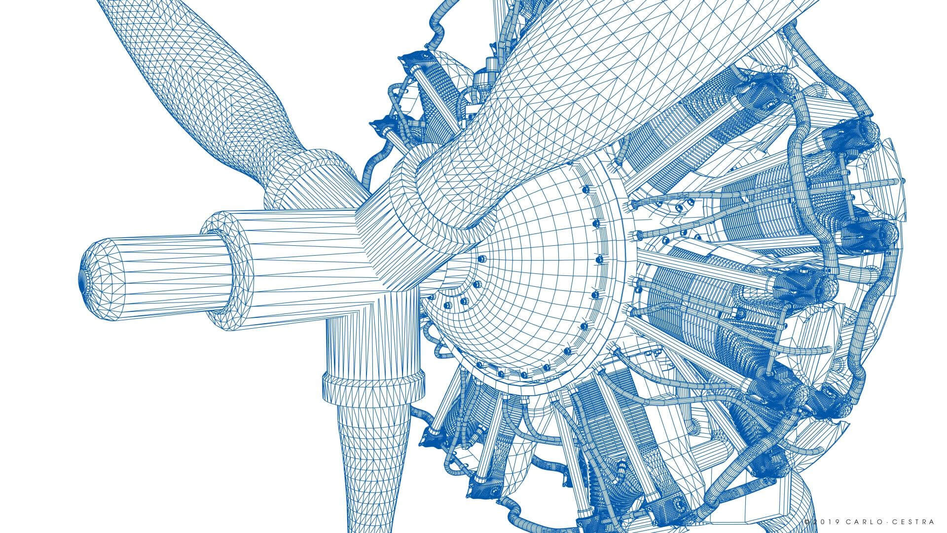 R1830 Twin Wasp Aircraft Engine 3D Model by Carlo Cestra