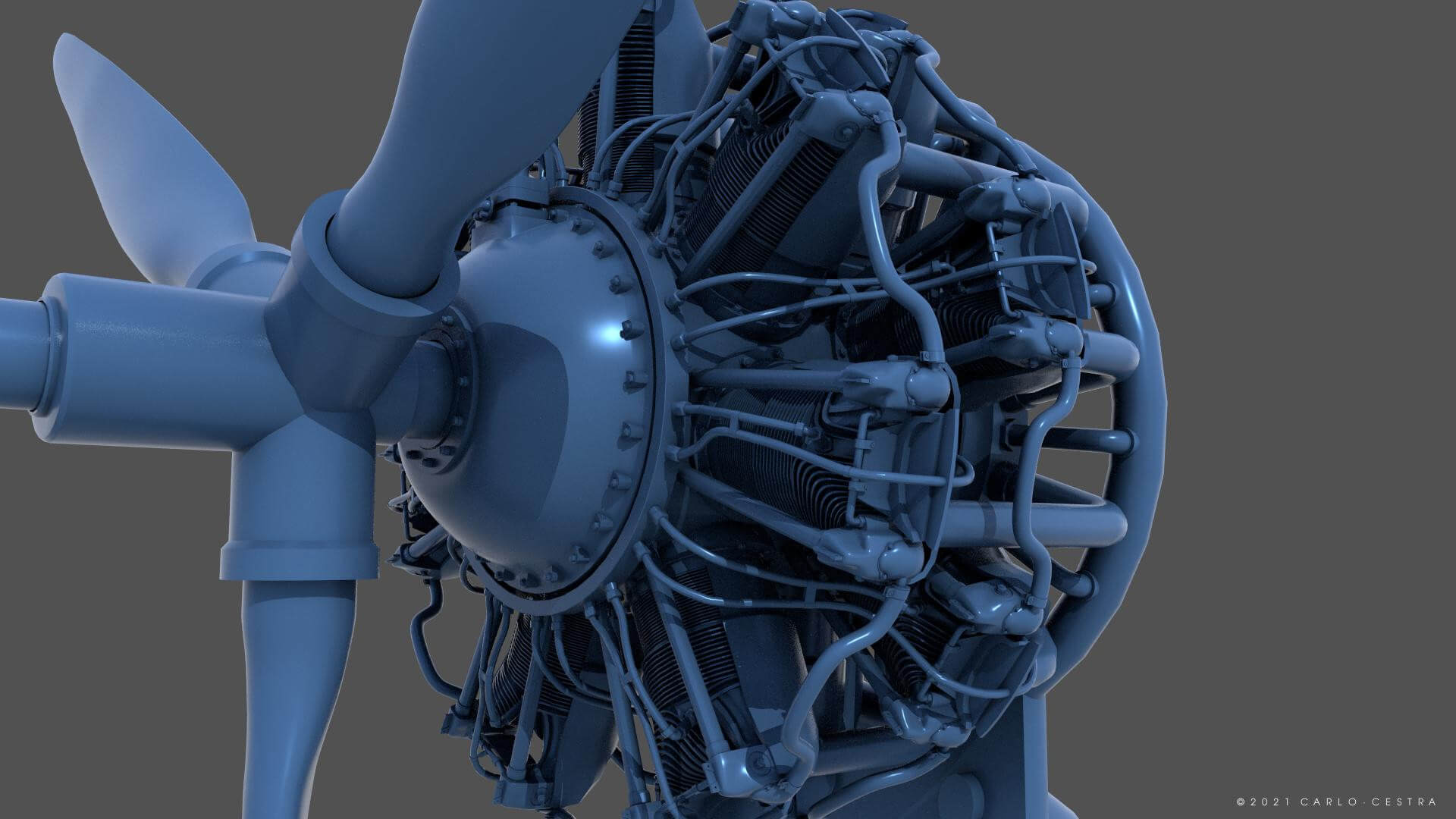 Radial Engine PW R1830 1/6 scale 3D Print Model by Carlo Cestra