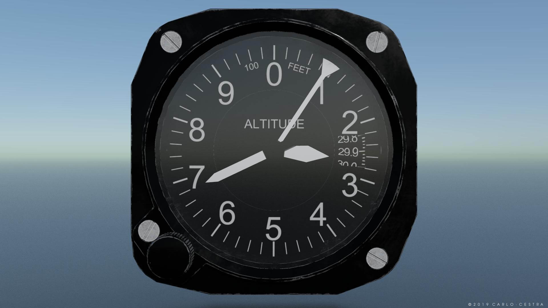 US Altimeter Gauge 3D Model by Carlo Cestra