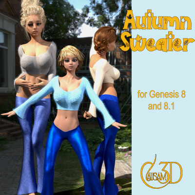Autumn Crop Top Sweater for Genesis 8 and 8.1 Female by Causam3D