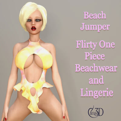 Beach Jumper Flirty One Piece Swimsuit and Lingerie G8F by Causam3D