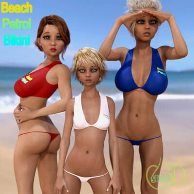 Beach Patrol Bikini for Daz Studio Genesis 8 Female by Causam3D