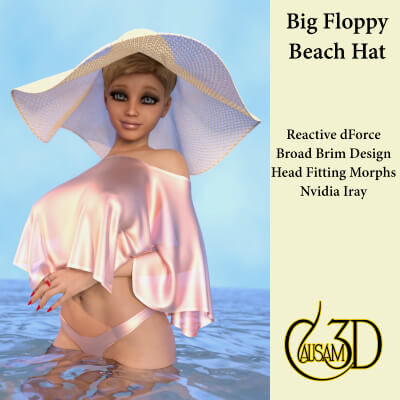 Big Floppy Beach Hat for DAZ Studio Genesis Characters