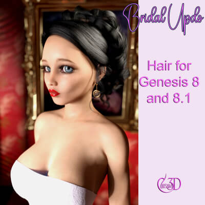 Bridal Updo Hair for Genesis 8 and 8.1 Female by Causam3D