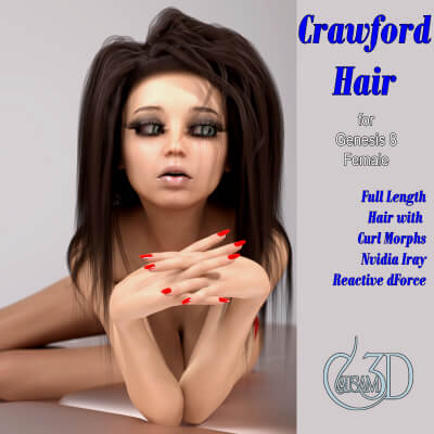 Crawford Hair for Genesis 8 and 8.1 Female