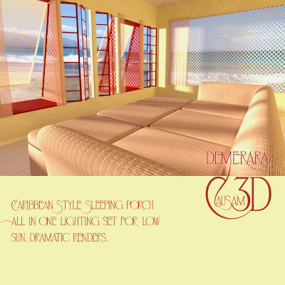 Demerara Caribbean Style Sleeping Porch for DAZ Studio by Causam3D