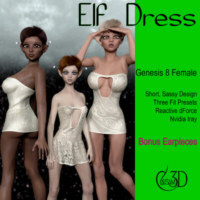 Elf Dress for Daz Studio Genesis 8 Female by Causam3D