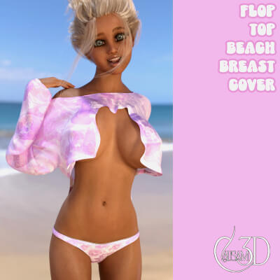 Flop Top Beach Breast Cover for Genesis 8 Female by Causam3D