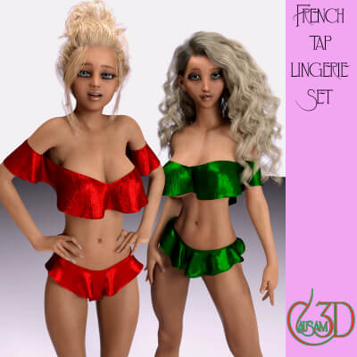 French Tap Lingerie Set for Genesis 8 Female