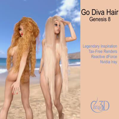 Go Diva Legendary dForce Long Hair for Genesis 8 Female by Causam3D