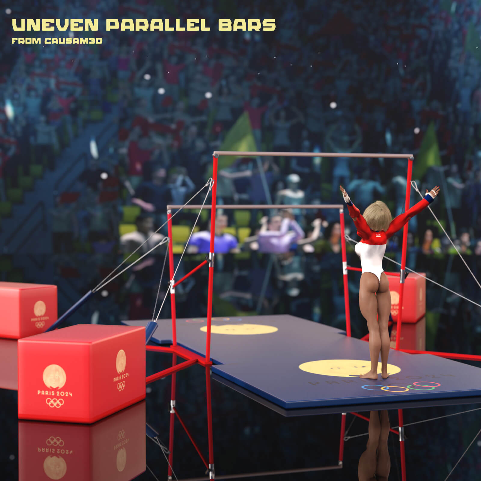 Gymnastics Uneven Parallel Bars for DAZ Studio by Causam3D
