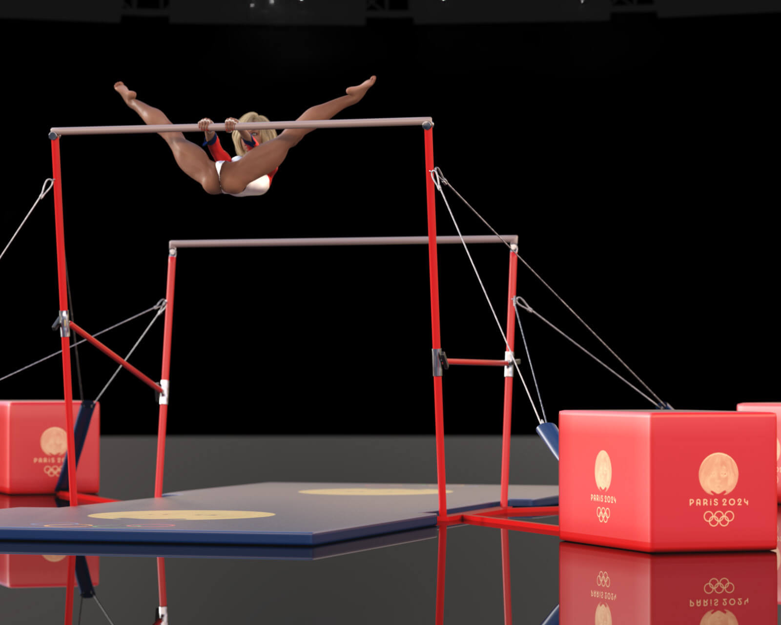 Gymnastics Uneven Parallel Bars for DAZ Studio by Causam3D