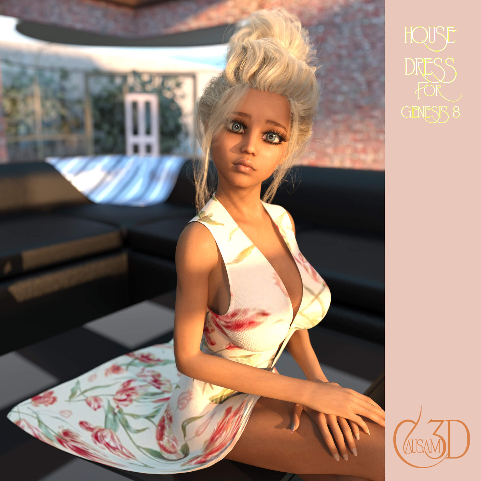 House Dress for DAZ Studio Genesis 8 Female by Causam3D