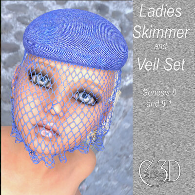 Ladies Skimmer and Veil Set with Hair for Daz G8F and 8.1 by Causam3D