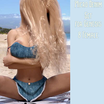 Micro Denim Shorts and Shirt Set for Genesis 8 Female by Causam3D