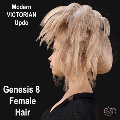 Modern Victorian Updo Hair for Genesis 8 Female by Causam3D