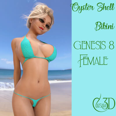 Oyster Shell Bikini for Daz Studio Genesis 8 Female by Causam3D