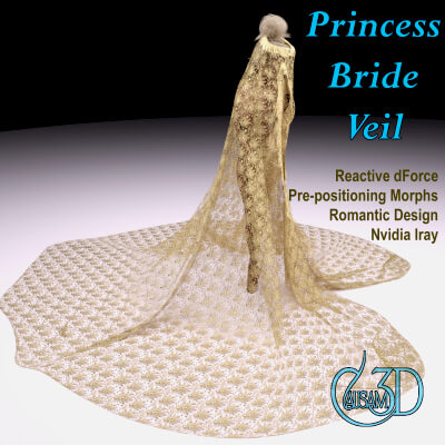 Princess Bride Veil for Daz Studio Genesis 8 Female