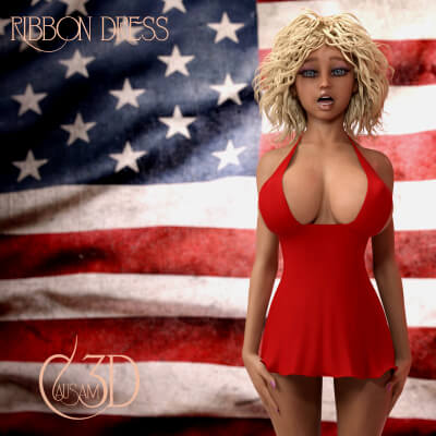 Ribbon dForce Party Dress for Genesis 8 Female