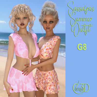 Sassafras Summer Outfit for Daz Studio Genesis 8 and 8.1