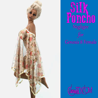 Silk Poncho Boudoir Negligee for DAZ Studio Genesis 8 Female by Causam3D