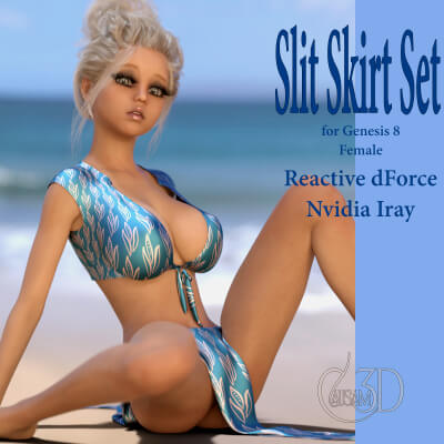 Slit Skirt Set for Genesis 8 Female by Causam3D