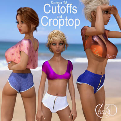 Summer 25 Cutoffs and Croptop Set for Daz Studio G8 Female