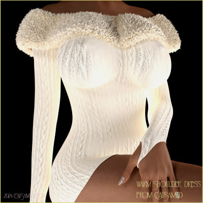 Warm Shoulder Reactive dForce Party Dress for G8F by Causam3D