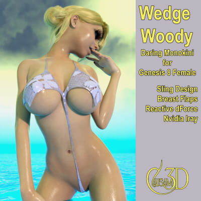 Wedge Woody Sling Monokini for Daz Genesis 8 Female by Causam3D