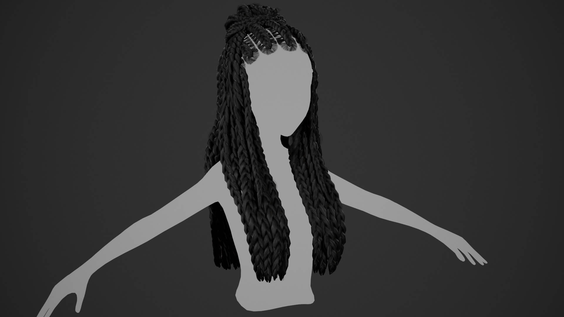Female Hair Cards Style 7 - Braids and Knot 3D Model by CG StudioX