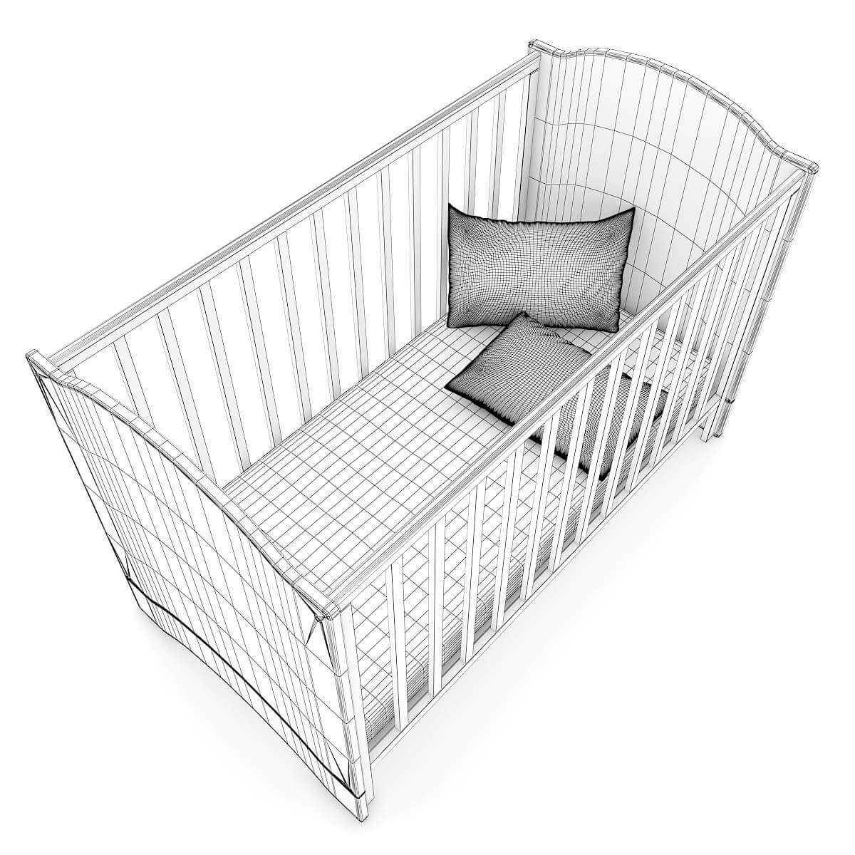 Baby Cot Crib 3D Model by cgaxis