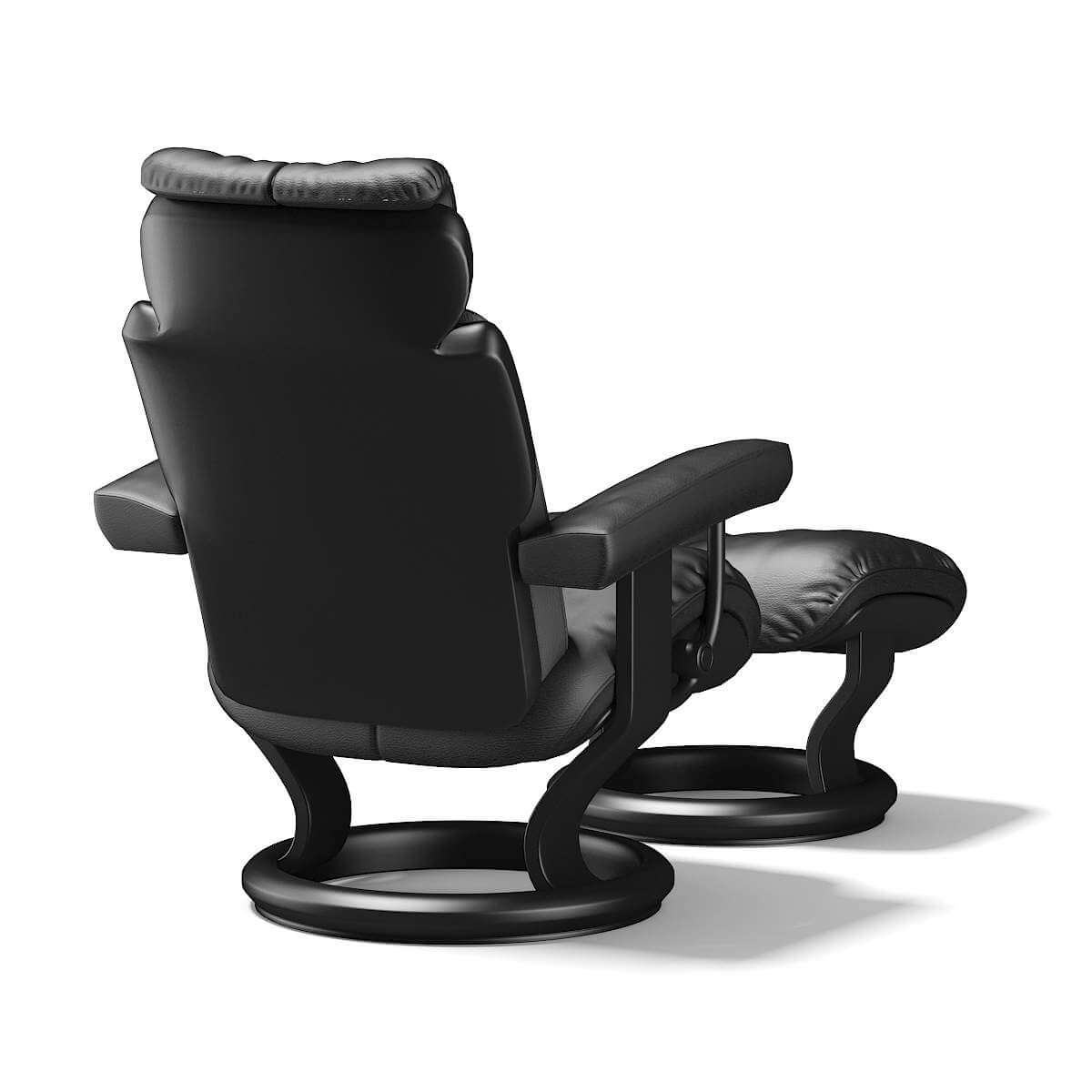 Black Leather Chair with Footrest 3D Model by cgaxis