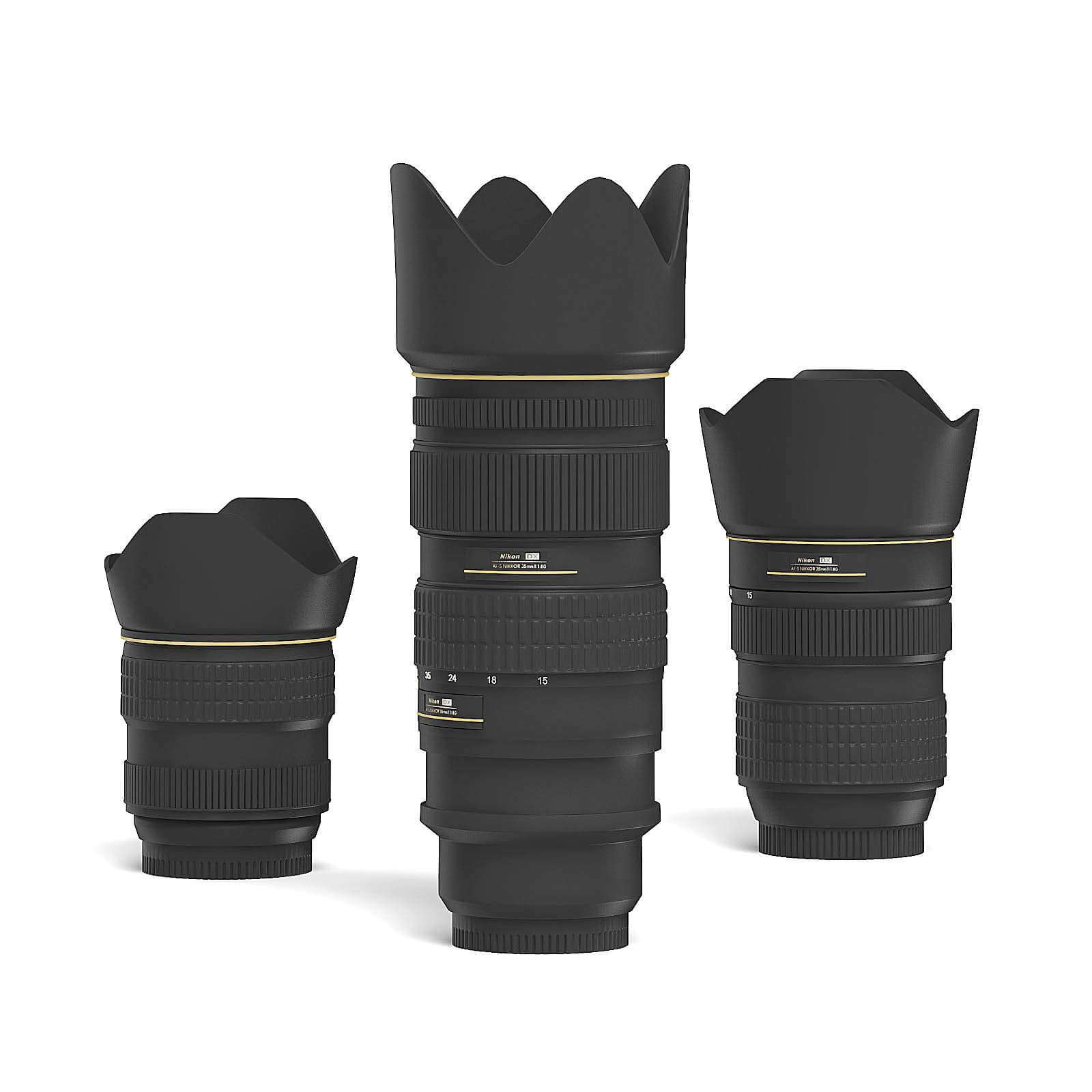 Camera Lenses 3D Model by cgaxis